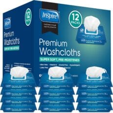 Inspire Adult Wet Wipes Adult Wash Cloths, Adult Wipes for Incontinence & Cleansing, 8"x12" 600 Count 12 packs of 50